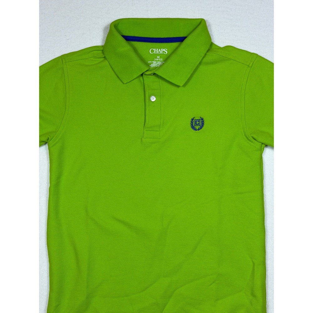 Chaps Kids Boys Lime Green‎ Short Sleeve Polo Shirt Size M 10/12